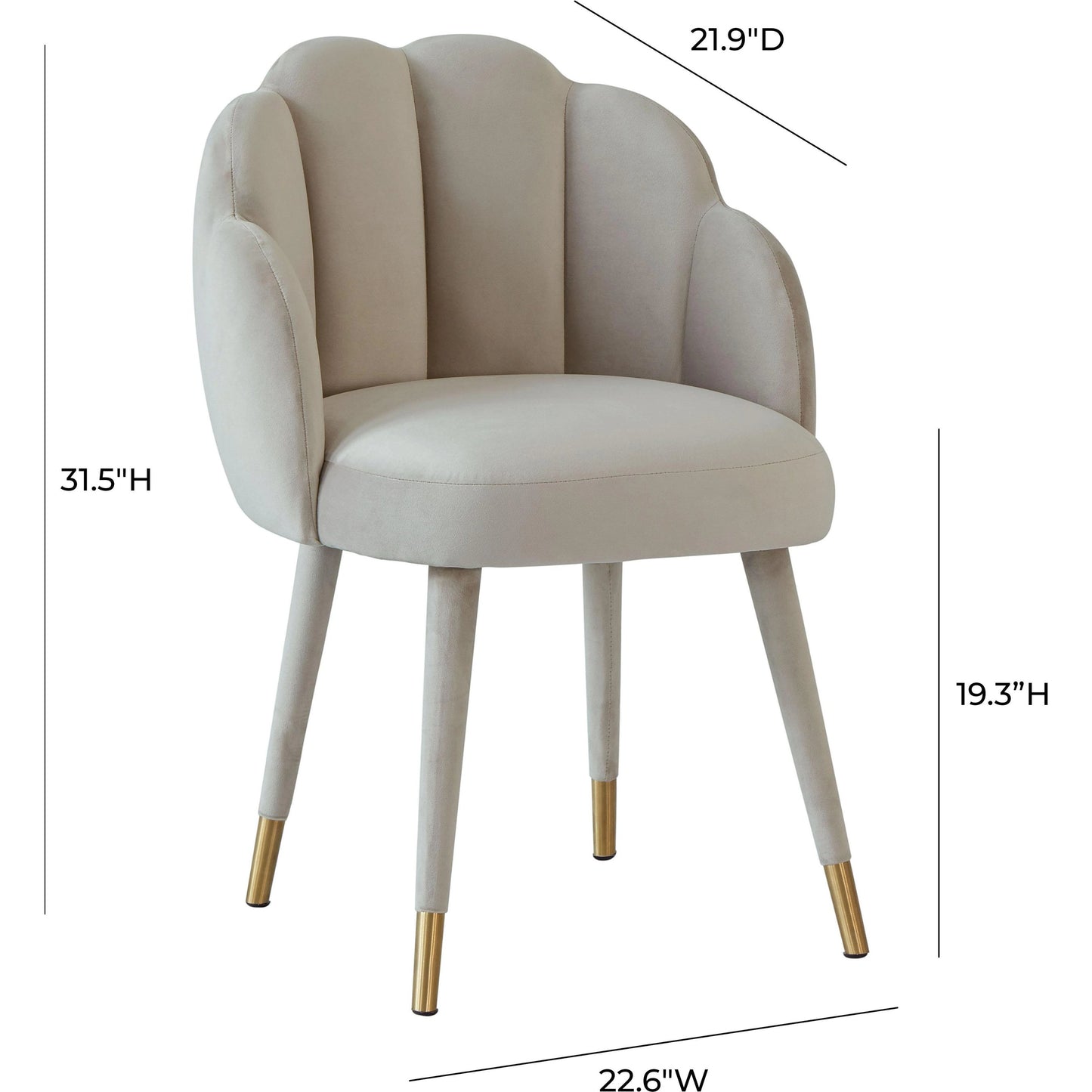 005 SR-893979 | Additional Silo | Gardenia Velvet Dining Chair by TOV Furniture in light gray. Made from velvet in a transitional style.