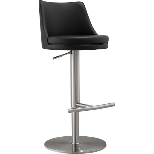 Reagan Adjustable Stool by TOV Furniture. Made from mdf, stainless steel, vegan leather in a modern style.