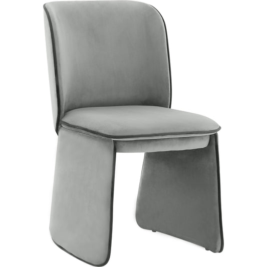 Kinsley Velvet Dining Chair by TOV Furniture in grey. Made from velvet, wood in a modern style.