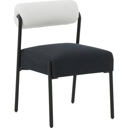 Jolene Linen Dining Chair (Set of 2) by TOV Furniture in black, cream. Made from iron, plywood, velvet in a modern style.
