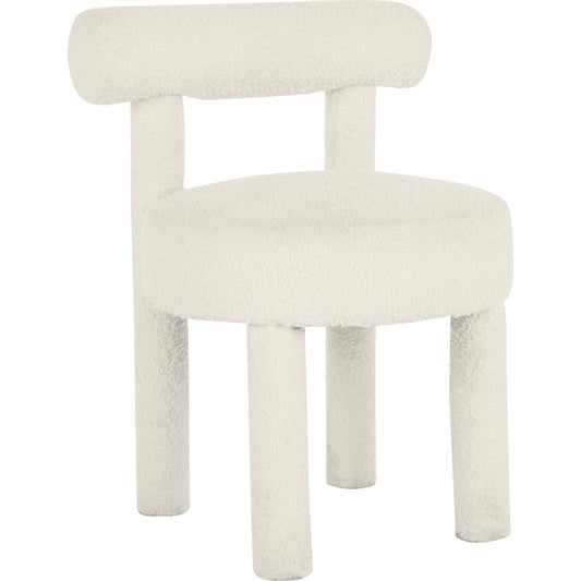 Carmel Boucle Dining Chair by TOV Furniture in cream. Made from boucle, wood in a modern style.