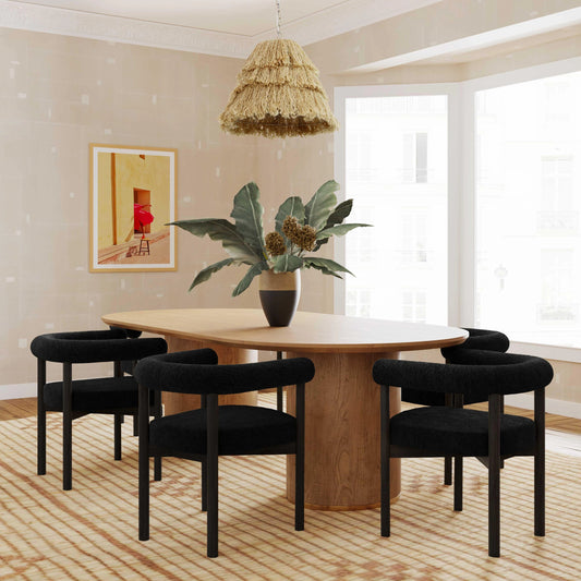 Spara Boucle Dining Chair by TOV Furniture. Made from boucle, wood in a modern style.