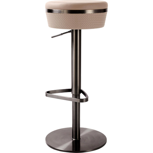 Astro Woven Vegan Leather Adjustable Stool by TOV Furniture in cafe au lait. Made from mdf, stainless steel, vegan leather in a modern style.