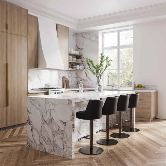 Gala Vegan Leather Adjustable Stool by TOV Furniture. Made from mdf, stainless steel, vegan leather in a modern style.