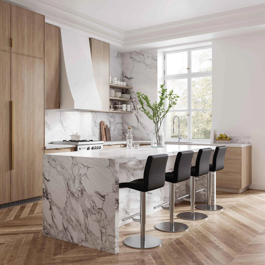 Paddy Vegan Leather Adjustable Stool by TOV Furniture. Made from mdf, stainless steel, vegan leather in a modern style.