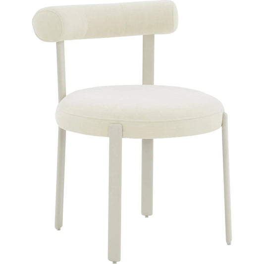 006 SI-2248352 | Primary Silo | Margaret Performance Chenille Bolster Back Dining Chair by TOV Furniture in cream. Made from fabric, plywood, stainless steel, wood in a eclectic & global style.