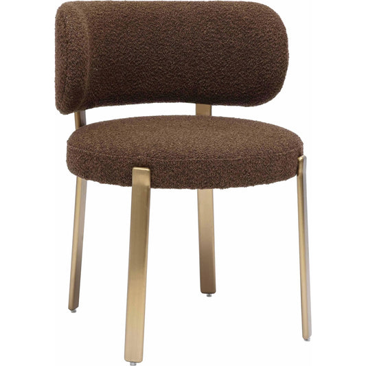 001 SI-2248350 | Primary Silo | Margaret Performance Boucle Dining Chair by TOV Furniture in brown. Made from boucle, stainless steel, wood in a eclectic & global style.