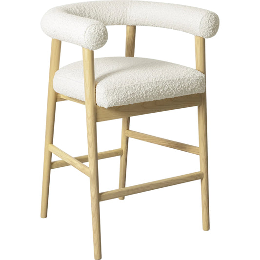 Spara Performance Boucle Counter Stool by TOV Furniture. Made from boucle, plywood, wood in a transitional style.