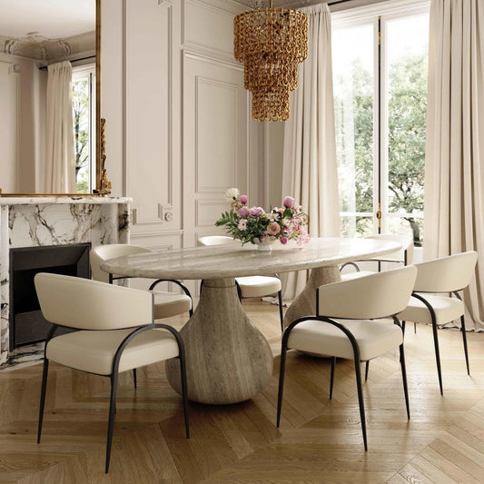 Tatum Performance Vegan Leather Dining Chair by TOV Furniture. Made from pu leather, plywood, stainless steel in a transitional style.