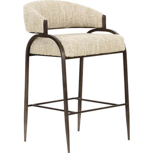 001 SI-2321031 | Primary Silo | Tatum Textured Performance Boucle Counter Stool by TOV Furniture in cream. Made from boucle, plywood, stainless steel in a transitional style.