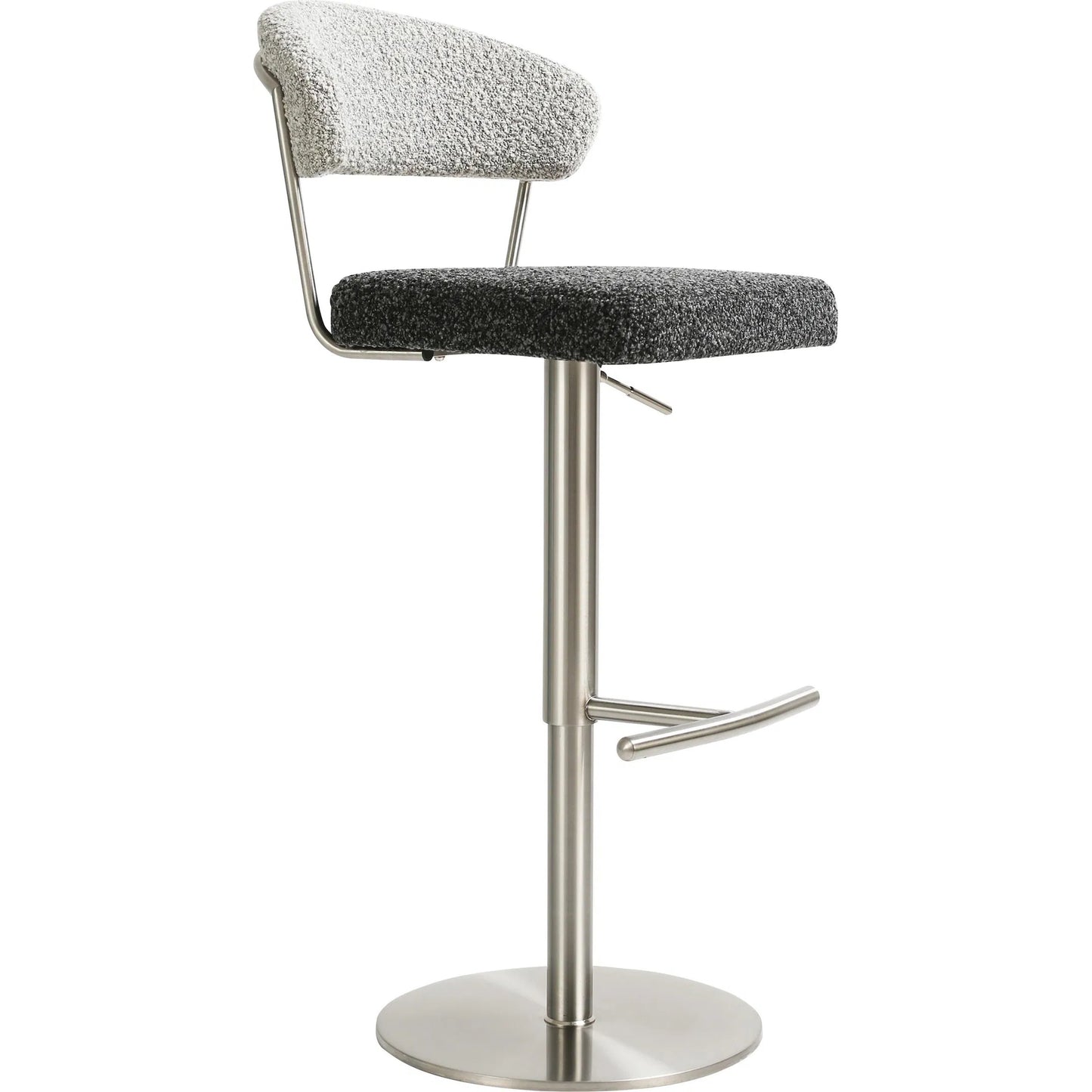 001 SI-2248204 | Primary Silo | Cosmo Boucle Adjustable Stool by TOV Furniture in black, grey. Made from boucle, stainless steel in a unique style.