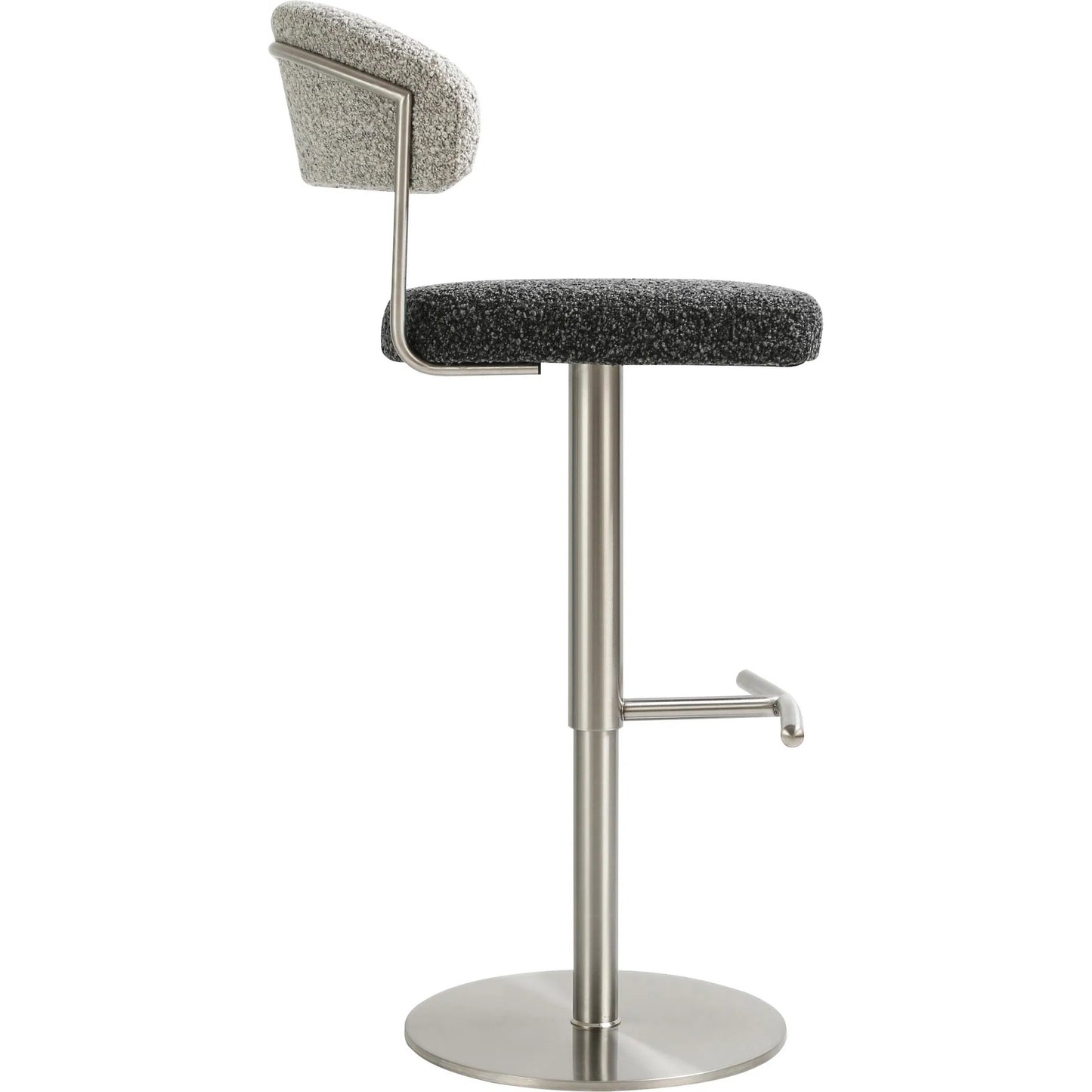 003 SI-2248204 | Unknown | Cosmo Boucle Adjustable Stool by TOV Furniture in black, grey. Made from boucle, stainless steel in a unique style.