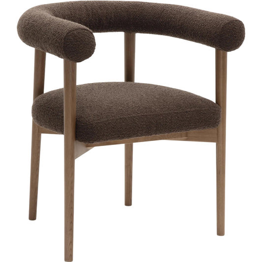 001 SI-2454381 | Primary Silo | Spara Performance Boucle Dining Chair by TOV Furniture in chocolate brown. Made from ash wood, boucle in a unique style.
