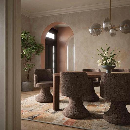 Jeffree Performance Boucle Swivel Dining Chair by TOV Furniture. Made from unique in a transitional style.