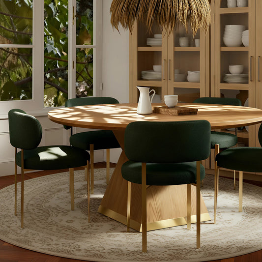 Margaret Performance Chenille Dining Chair by TOV Furniture in green. Made from fabric, pine, plywood, stainless steel in a unique style.