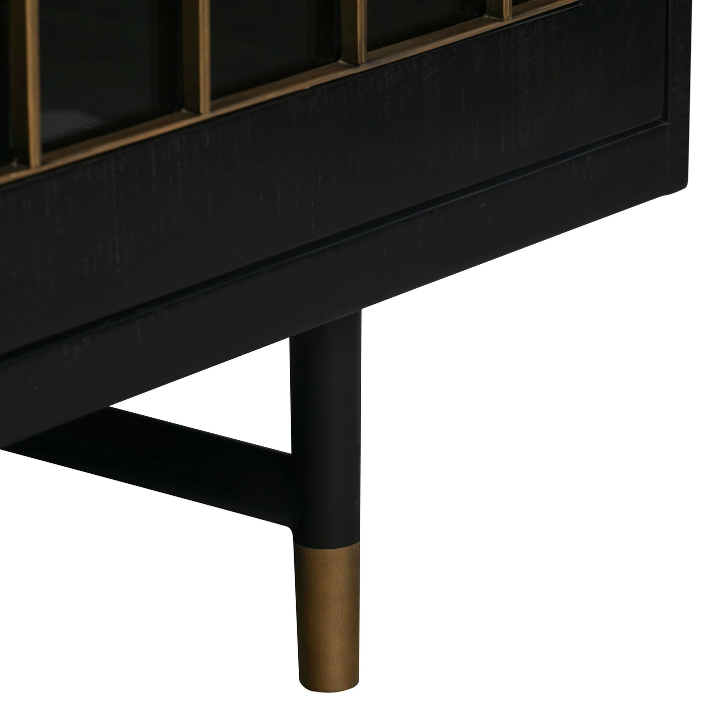 011 S-303061 | Closeup | Gatsby Wood Buffet by TOV Furniture in natural and black. Made from acacia, steel, tempered glass in a modern style.