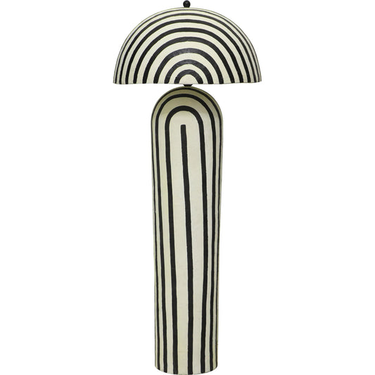 001 SI-2320955 | Primary Silo | Maiori Striped Papier Mache Floor Lamp by TOV Furniture in black, white. Made from iron, papier mache in a eclectic & global style.