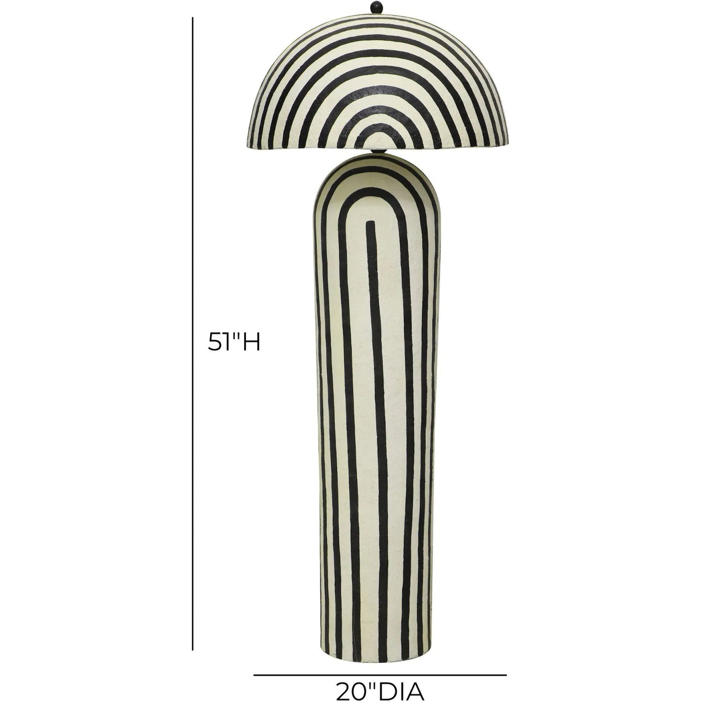 002 SI-2320955 | Additional Silo | Maiori Striped Papier Mache Floor Lamp by TOV Furniture in black, white. Made from iron, papier mache in a unique style.