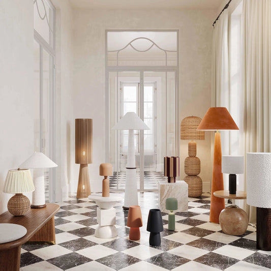 Faith Boucle Table Lamp by TOV Furniture in white. Made from boucle, iron, wood in a modern style.