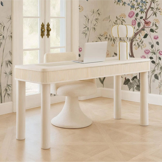 Looma Cotton Mache Table Lamp by TOV Furniture in green, white. Made from cotton mache, iron in a unique style.