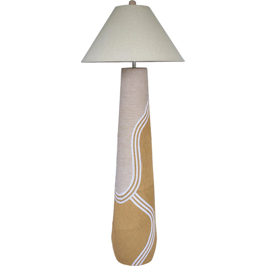 Harlee Natural Woven Floor Lamp by TOV Furniture in beige. Made from iron, linen in a eclectic & global style.
