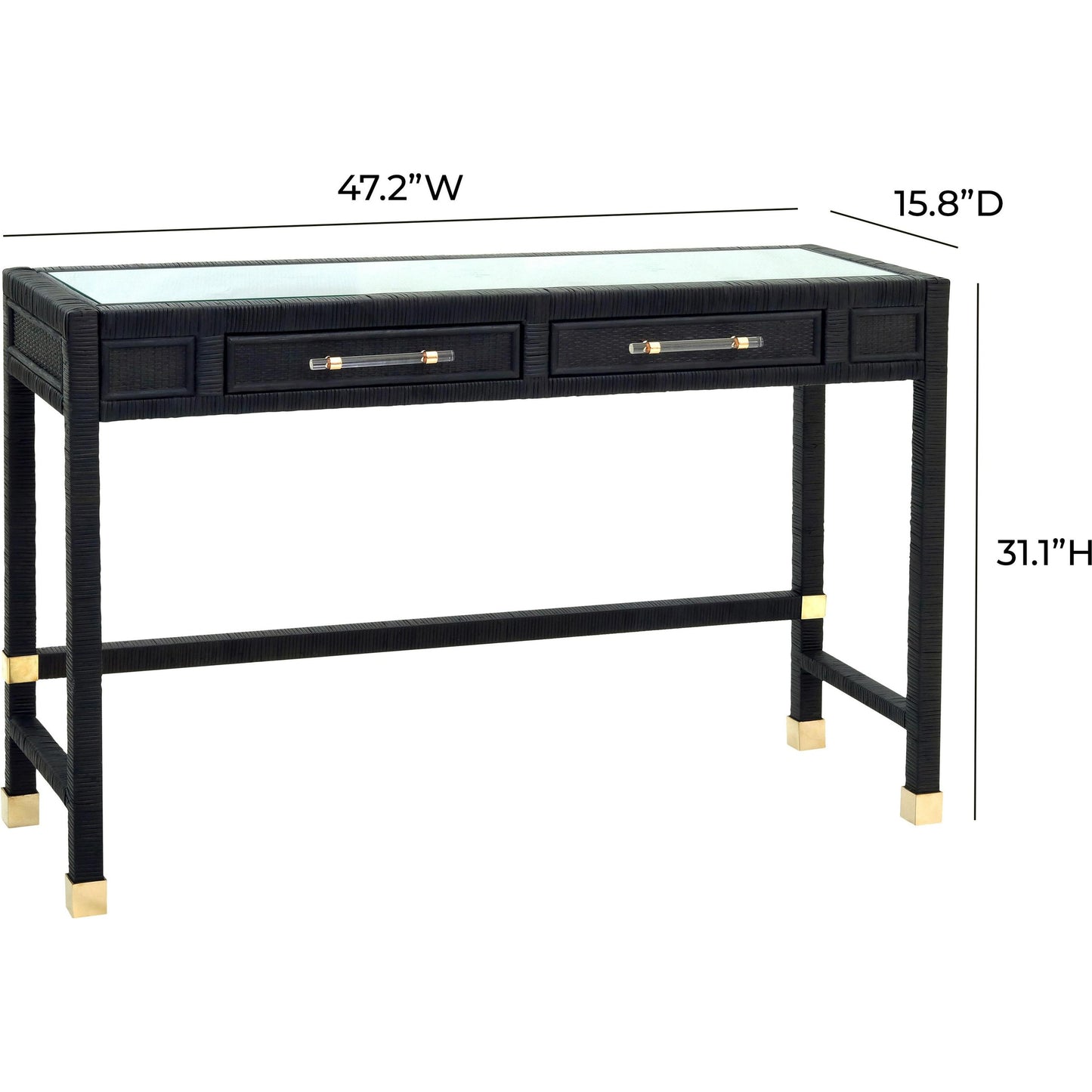 011 SI-1984243 | Additional Silo | Amara Rattan Desk by TOV Furniture. Made from glass, rattan veneer, wood in a cottage & farmhouse style.