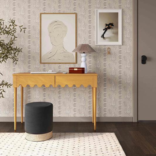 Oodle 2-Drawer Desk by TOV Furniture in natural. Made from ash veneer, mdf, wood in a transitional style.