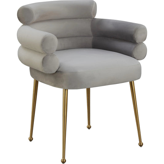 Dente Velvet Dining Chair by TOV Furniture in grey. Made from velvet, wood in a modern style.