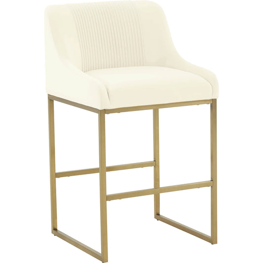 Lisa Pleated Velvet Counter Stool by TOV Furniture. Made from stainless steel, velvet in a modern style.