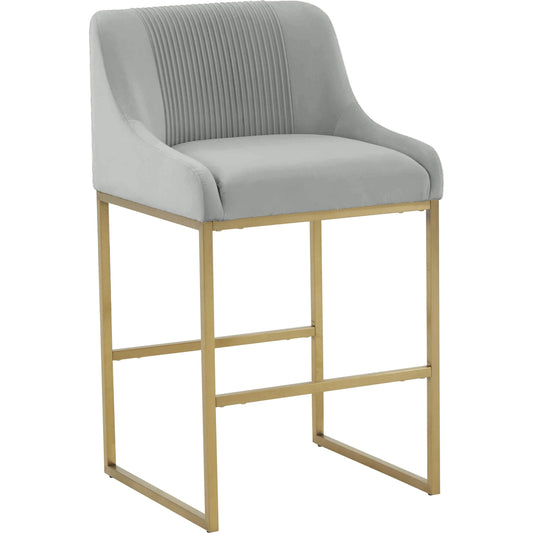 Lisa Pleated Velvet Counter Stool by TOV Furniture. Made from stainless steel, velvet in a modern style.