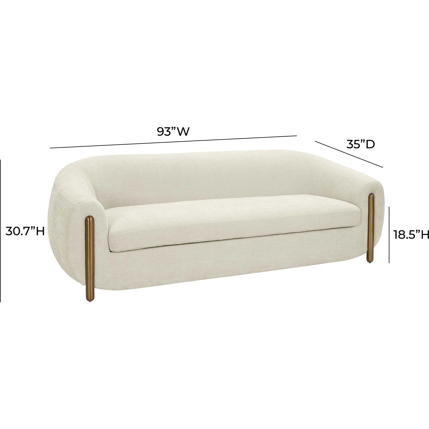 006 SI-2107443 | Additional Silo | Lina Chenille Textured Sofa by TOV Furniture in cream. Made from chenille, stainless steel, wood in a modern style.