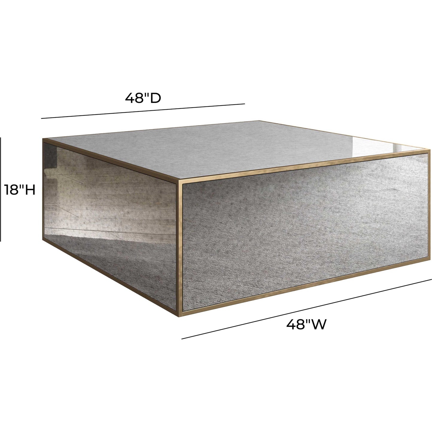 004 SI-2107432 | Additional Silo | Lana Mirrored Coffee Table by TOV Furniture in antique mirror. Made from glass, iron, mdf in a modern style.