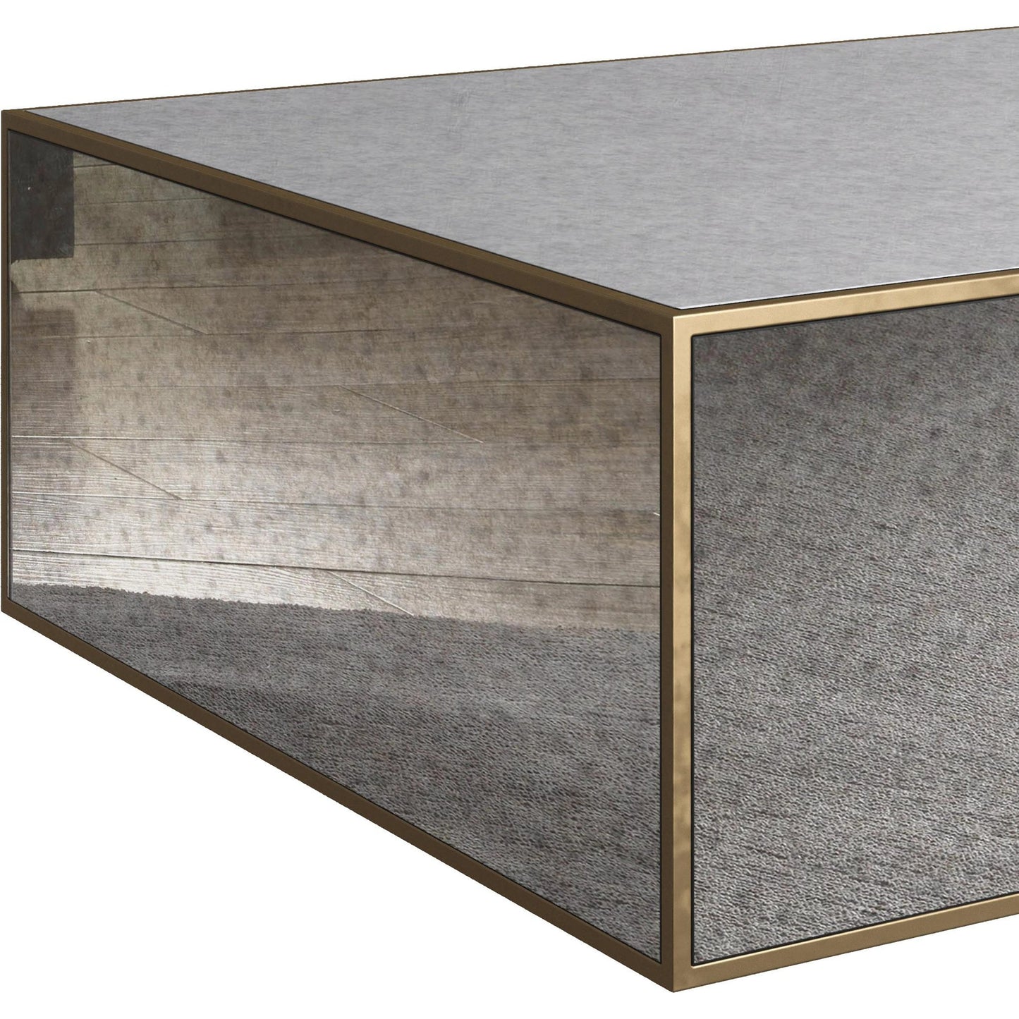 003 SI-2107432 | Additional Silo | Lana Mirrored Coffee Table by TOV Furniture in antique mirror. Made from glass, iron, mdf in a modern style.