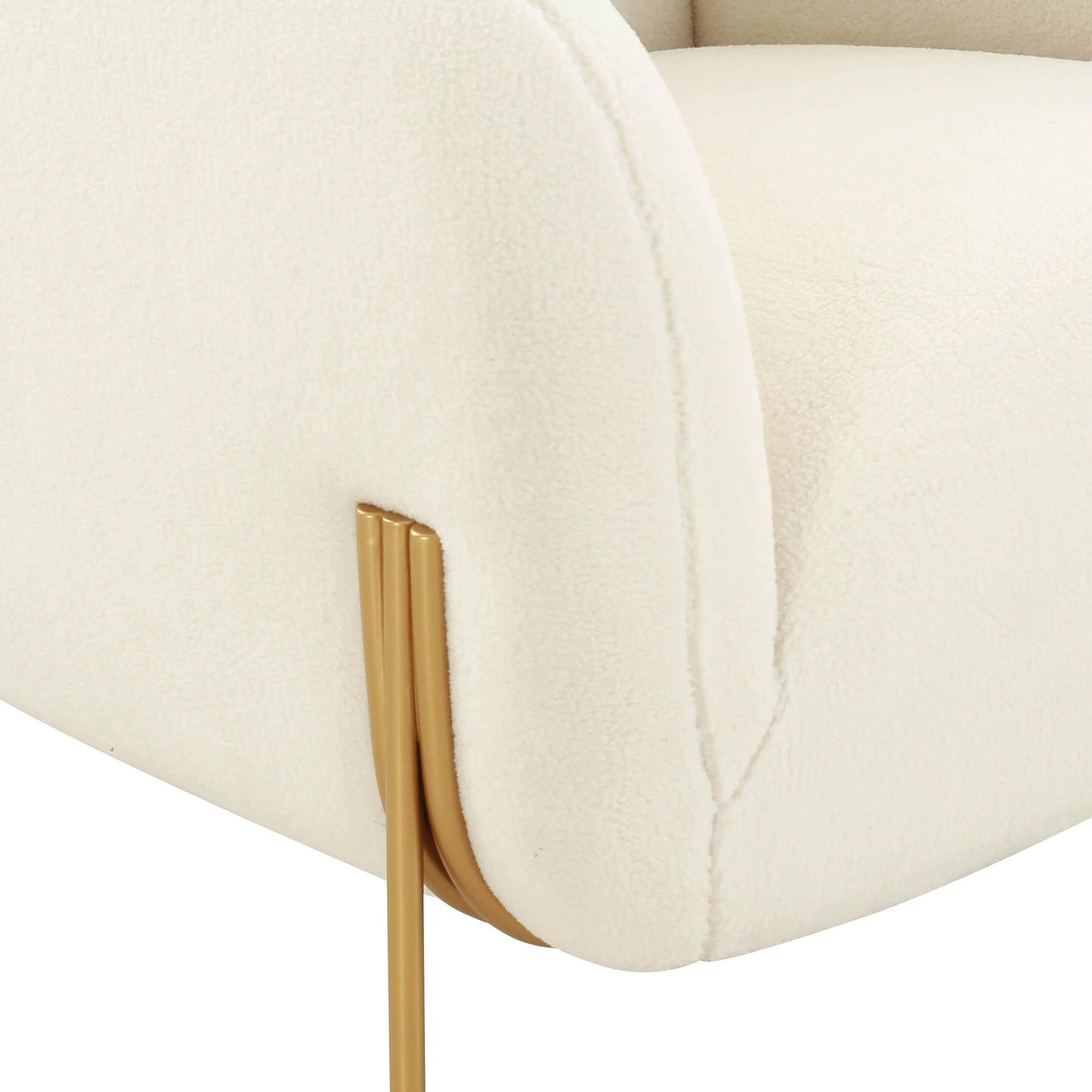 004 SI-1984292 | Additional Silo | Kandra Shearling Accent Chair by TOV Furniture in cream. Made from faux shearling, iron, wood in a modern style.