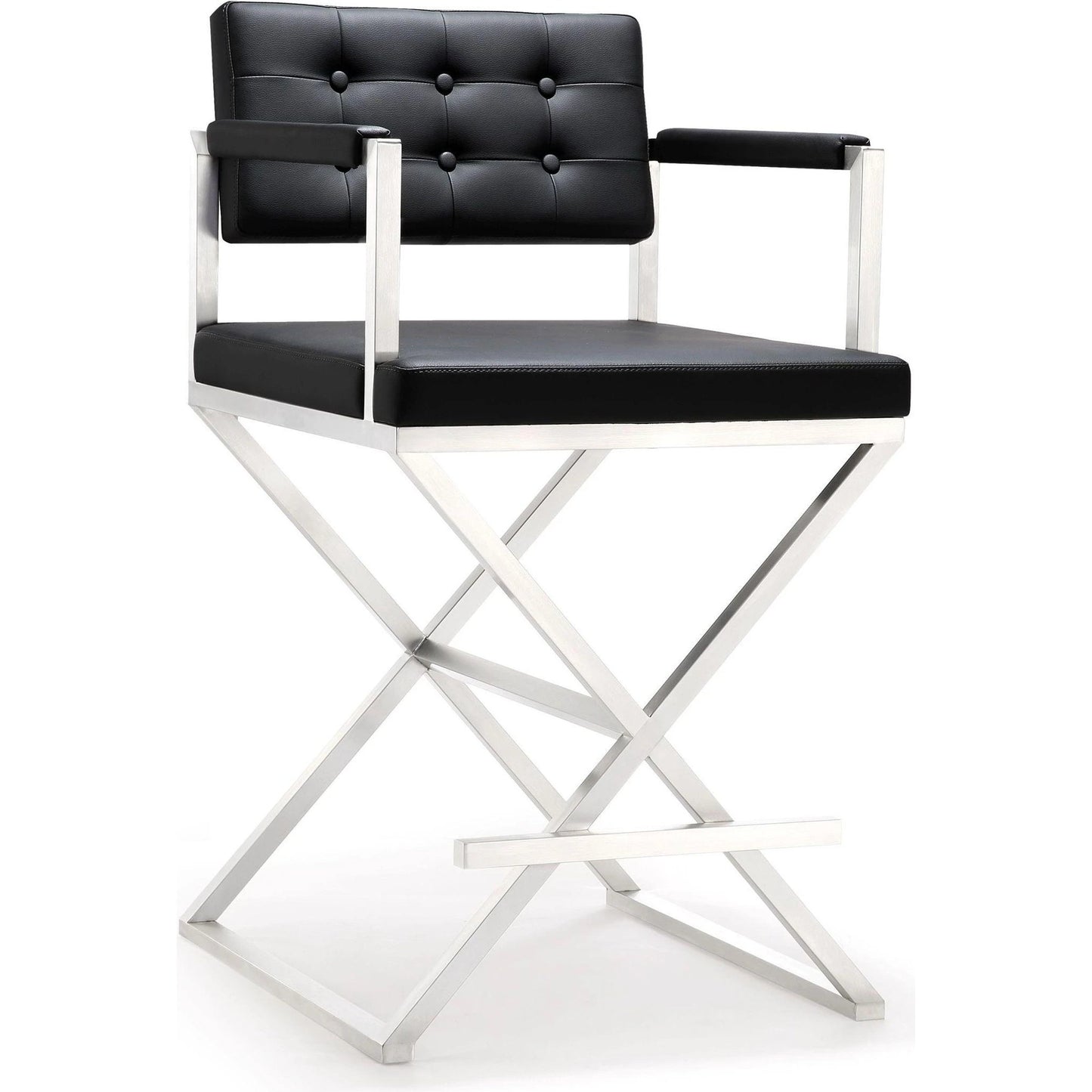 001 S-245391 | Primary Silo | Director Counter Stool by TOV Furniture. Made from stainless steel, eco leather in a modern style.