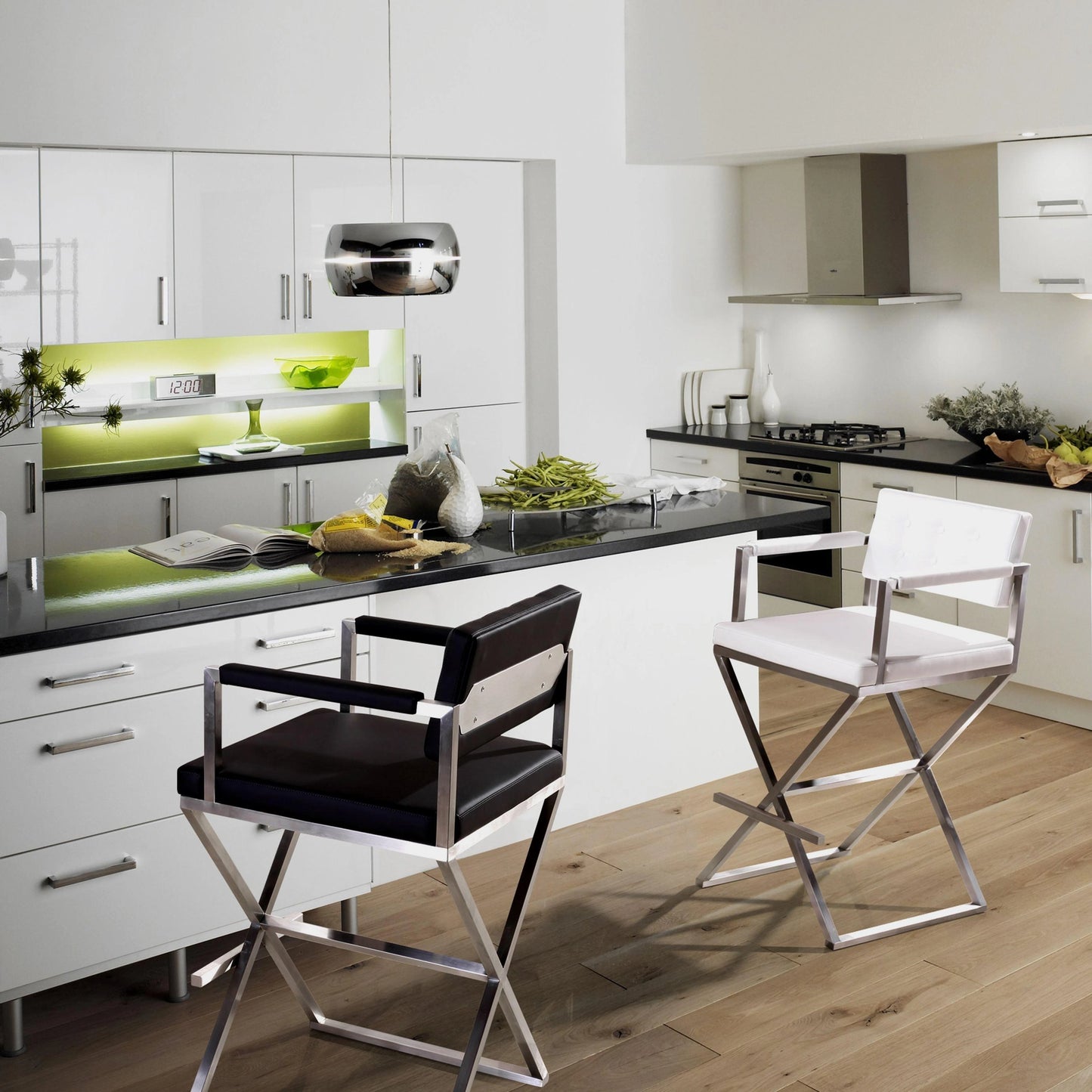 016 S-245388 | Lifestyle | Director Barstool by TOV Furniture. Made from stainless steel, eco leather in a modern style.