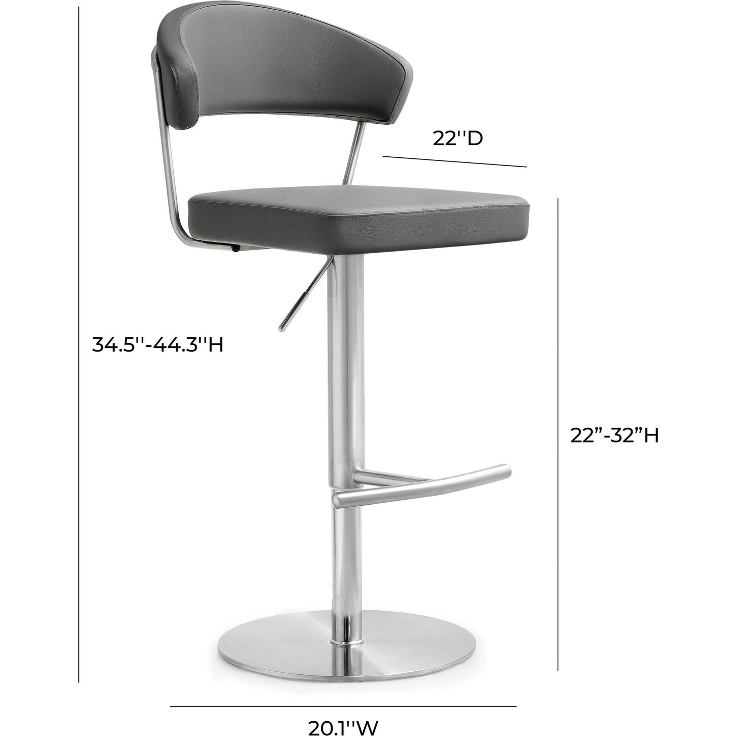 024 S-245368 | Additional Silo | Cosmo Steel Barstool by TOV Furniture. Made from stainless steel, eco leather in a modern style.