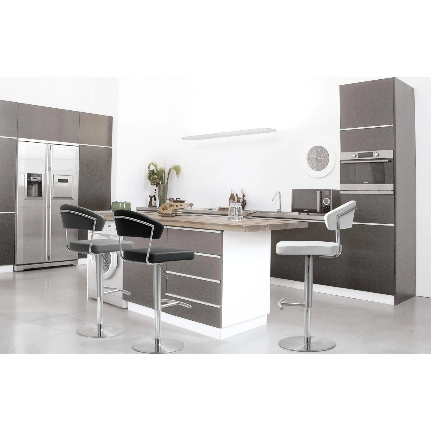 030 S-245368 | Additional Silo | Cosmo Steel Barstool by TOV Furniture. Made from stainless steel, eco leather in a modern style.