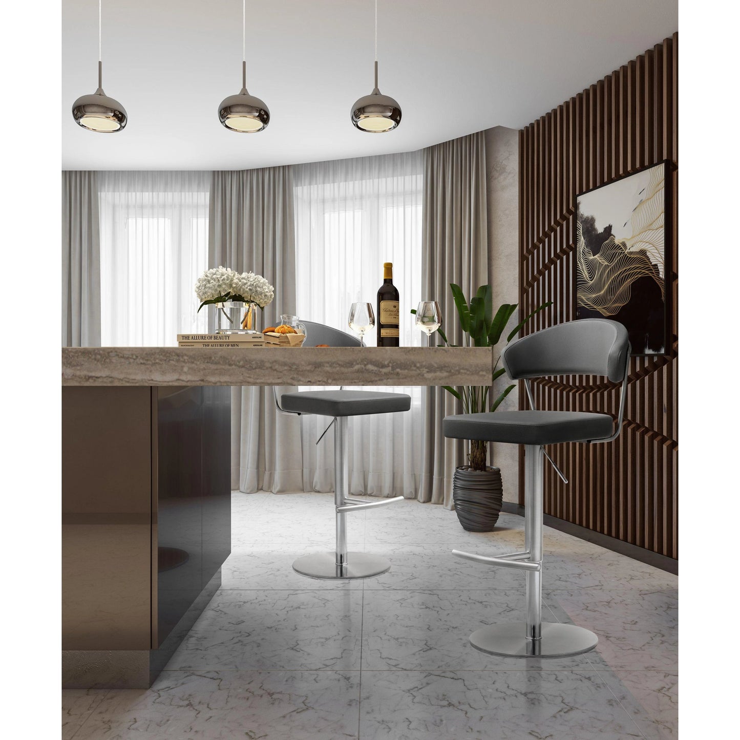 029 S-245368 | Additional Silo | Cosmo Steel Barstool by TOV Furniture. Made from stainless steel, eco leather in a modern style.