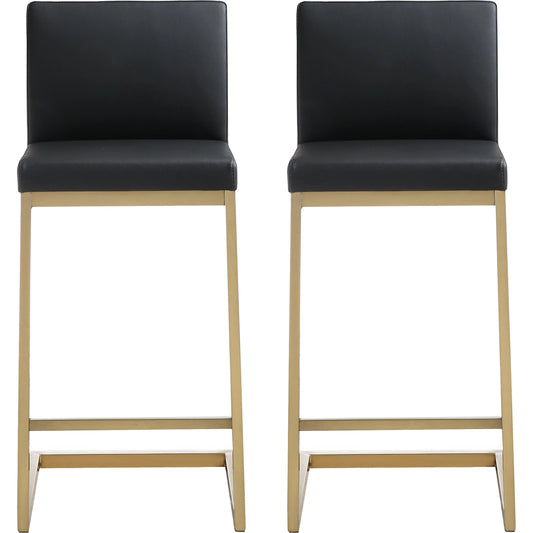 Parma Counter Stool (Set of 2) by TOV Furniture in black. Made from stainless steel, eco leather in a modern style.
