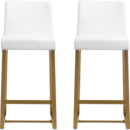 Denmark Counter Stool (Set of 2) by TOV Furniture in white. Made from stainless steel, eco leather in a transitional style.