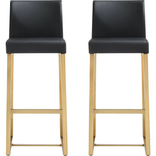 001 S-303041 | Primary Silo | Denmark Gold Steel Barstool (Set of 2) by TOV Furniture. Made from stainless steel, eco leather in a modern style.