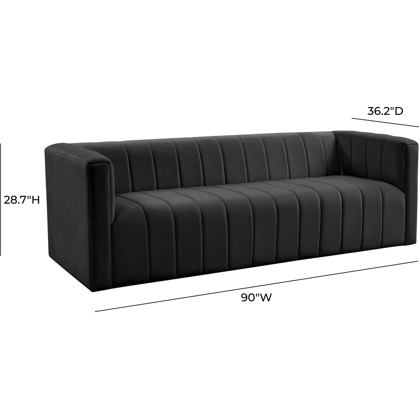 005 SI-1787235 | Additional Silo | Norah Velvet Sofa by TOV Furniture in black. Made from velvet, pine in a transitional style.