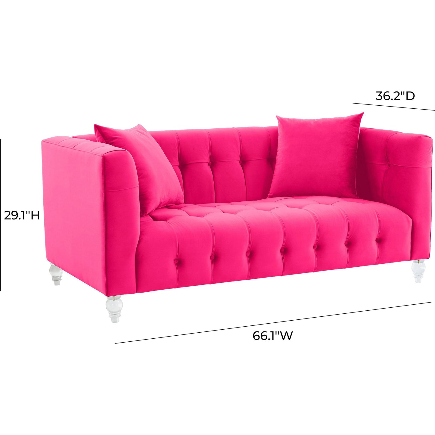 005 SI-1984305 | Additional Silo | Bea Velvet Loveseat by TOV Furniture in pink. Made from velvet, wood in a modern style.