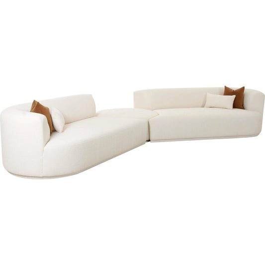 Fickle Boucle 3-Piece Modular Sectional by TOV Furniture in cream. Made from boucle, wood in a modern style.