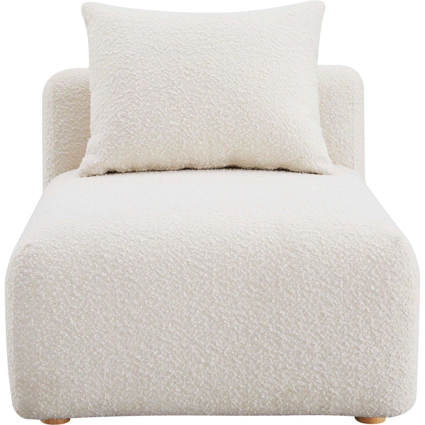 002 SI-2122128 | Additional Silo | Hangover Boucle Modular Armless Chair by TOV Furniture in cream. Made from boucle, wood in a modern style.