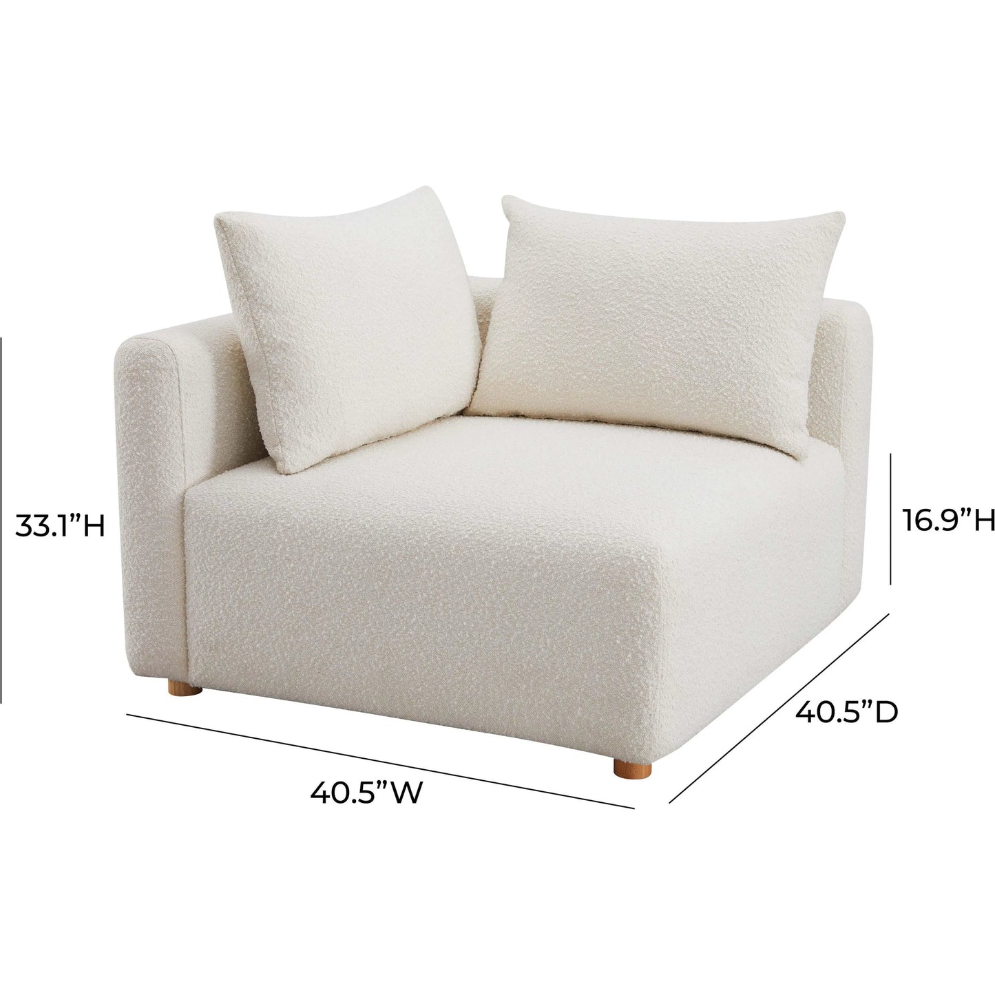 007 SI-2122129 | Unknown | Hangover Boucle Modular Corner Chair by TOV Furniture in cream. Made from boucle, wood in a modern style.