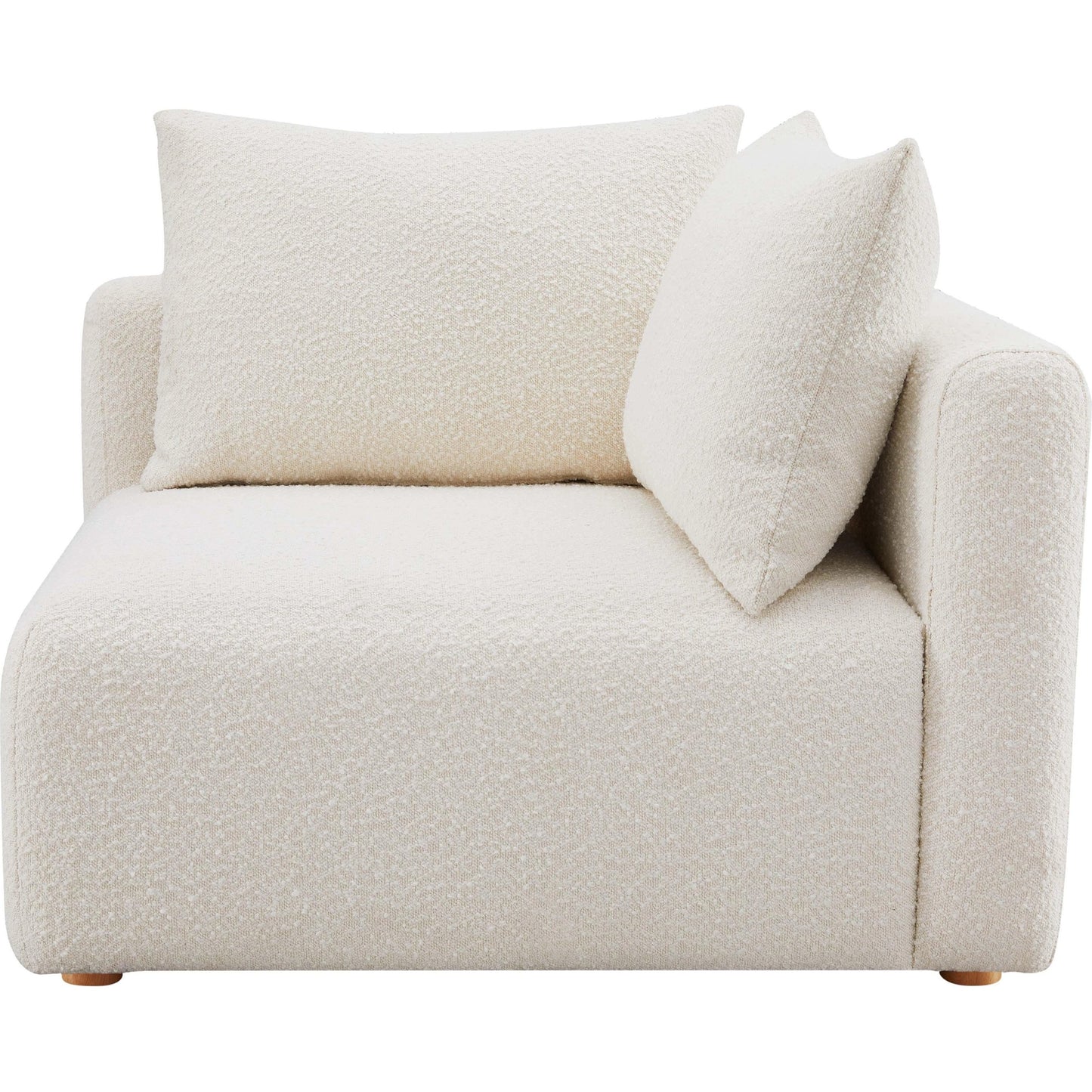 004 SI-2122129 | Additional Silo | Hangover Boucle Modular Corner Chair by TOV Furniture in cream. Made from boucle, wood in a modern style.