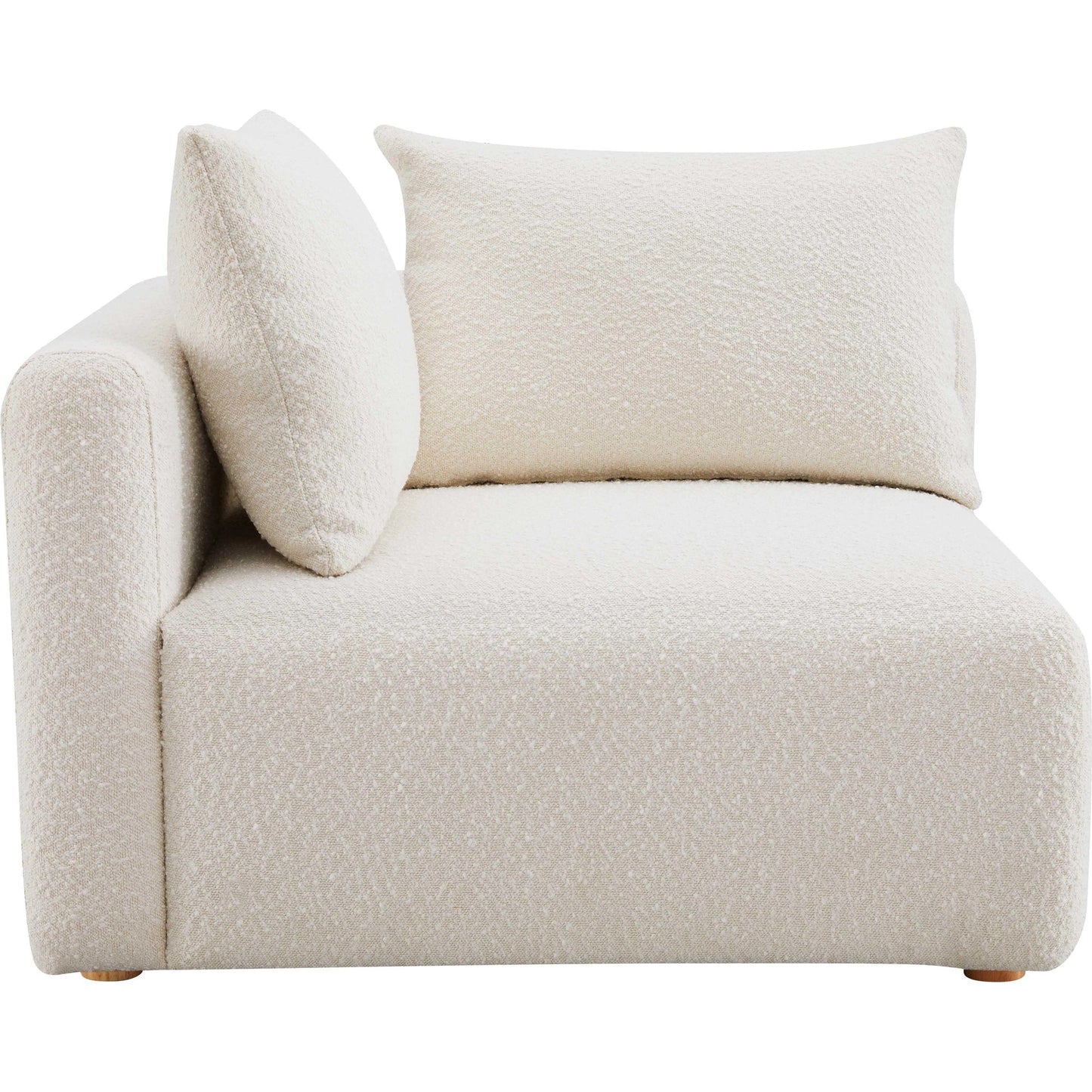 003 SI-2122129 | Additional Silo | Hangover Boucle Modular Corner Chair by TOV Furniture in cream. Made from boucle, wood in a modern style.
