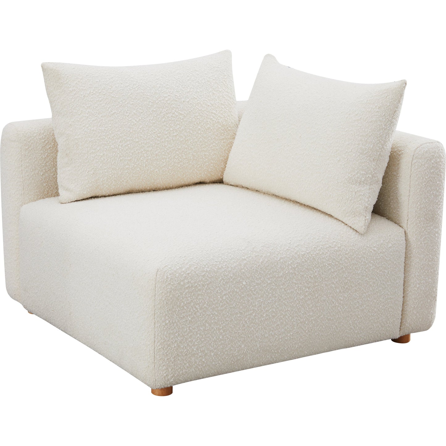 002 SI-2122129 | Additional Silo | Hangover Boucle Modular Corner Chair by TOV Furniture in cream. Made from boucle, wood in a modern style.